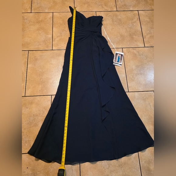SORELLA VITA Navy One-Shoulder Ruffle Evening Gown - Picture 10 of 13